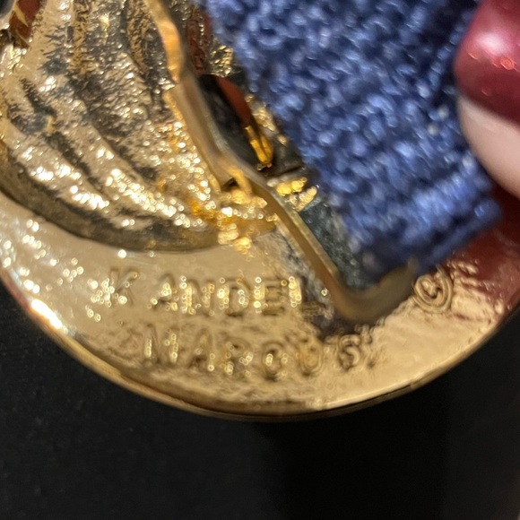 Vintage 80s Rare Kandell & Marcus Stretch Waist Belt Gold & Azure Tone Hardware - Picture 3 of 4